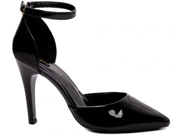 Sapato Scarpin Preto Verniz Detalhe Saia Salto - 9200-117A