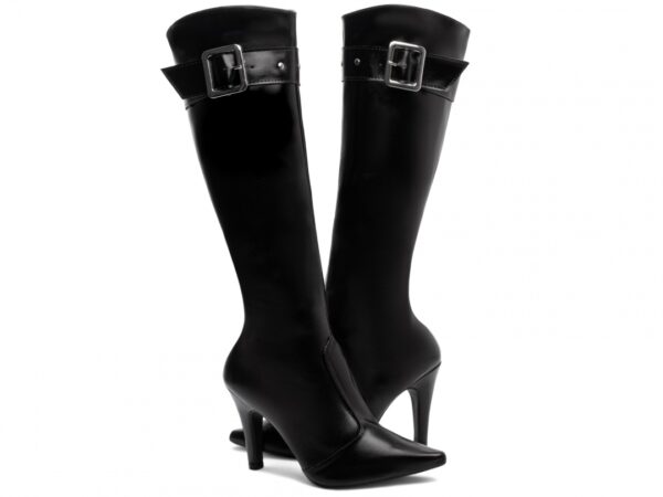 Bota Feminina Preta Elegante com Fivela  com Salto Conforto Estilosa - Imagem 3