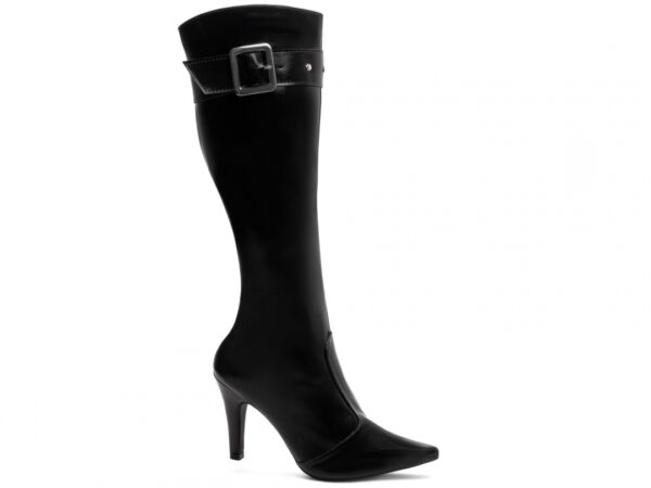 Bota Feminina Preta Elegante com Fivela  com Salto Conforto Estilosa