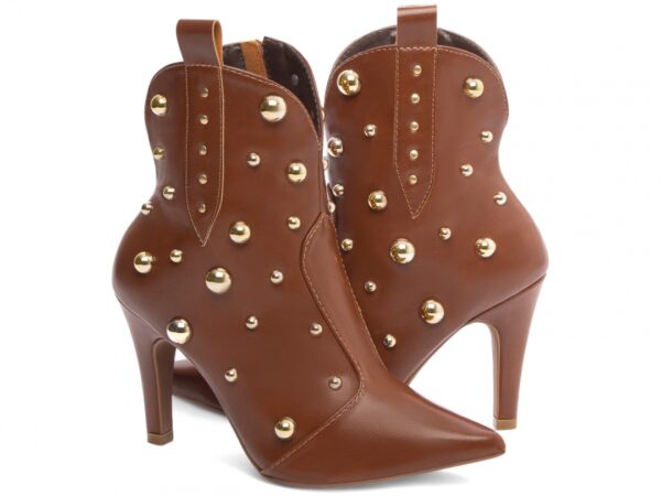 Bota Feminina Caramelo Elegante com Salto Conforto Estilosa - Imagem 3