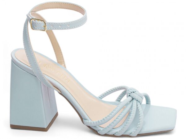 Sandália Feminina Salto Cor Azul Fivela de Ajuste