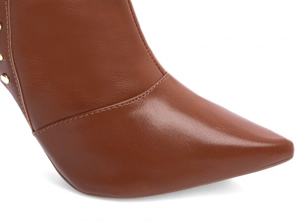 Bota Feminina Caramelo Elegante com Fivela  com Salto Conforto Estilosa - Imagem 7