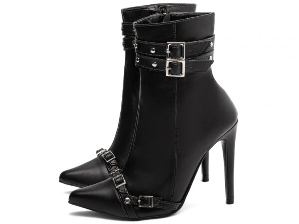 Bota Feminina Preta Elegante com Fivela  com Salto Conforto Estilosa - Imagem 6