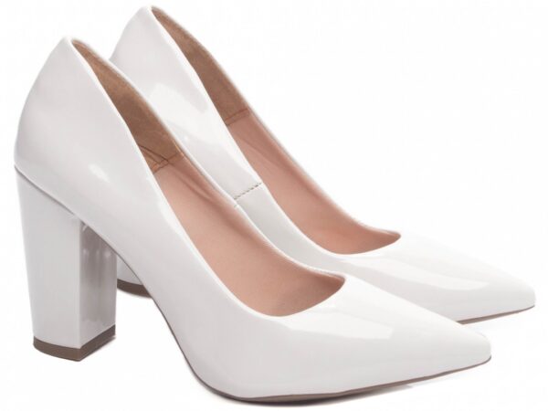 Sapato Scarpin Branco Verniz Salto Alto Estilo - 2025-00C - Imagem 4