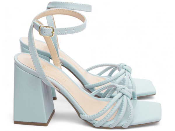 Sandália Feminina Salto Cor Azul Fivela de Ajuste - Imagem 4