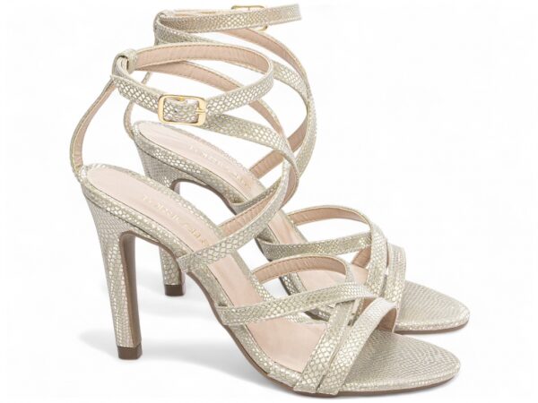Sandália Feminina Croco Metalizado Ouro Light - Imagem 4