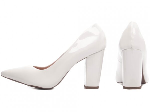 Sapato Scarpin Branco Verniz Salto Alto Estilo - 2025-00C - Imagem 2