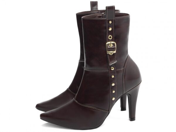 Bota Feminina Preta Elegante com Fivela  com Salto Conforto Estilosa - Imagem 6