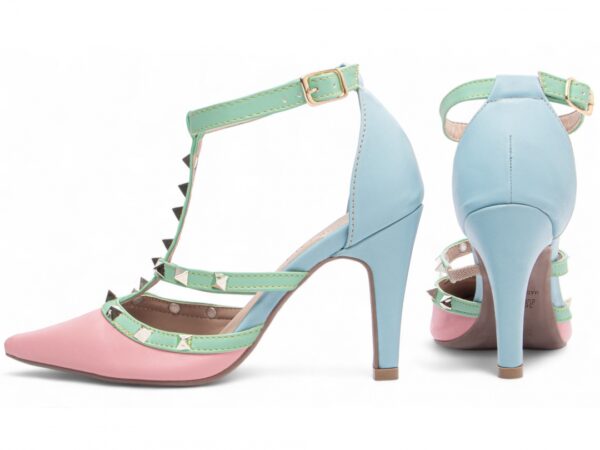 Sapato Scarpin Feminino Rosa Azul Verde Salto Alto - 65054D - Imagem 2