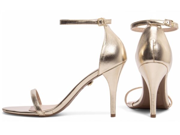 Sandalia Alto Elegante Arrasadora Dourado Branco Bege Salto Fino - Imagem 2
