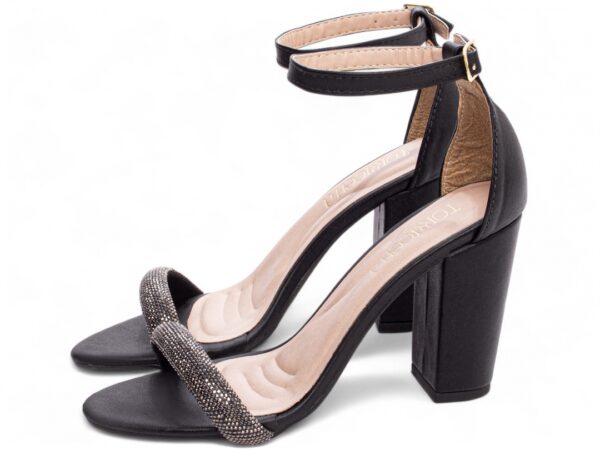 Sandália Feminina Salto Cor Preto Detalhe Ajuste - Imagem 3