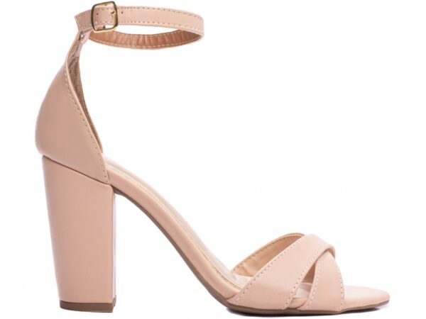 Sandália Feminina Salto Alto Cor Rose com Ajuste - Imagem 5
