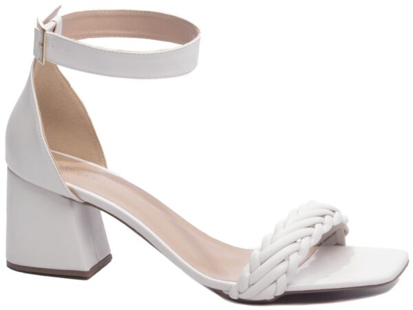 Sandalia Elegante Arrasadora Branco Nude Bege Salto