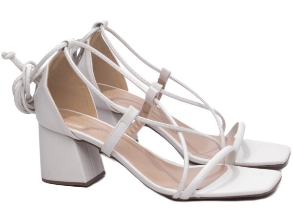 Sandalia Elegante Arrasadora Branco Nude Bege Salto - Imagem 4
