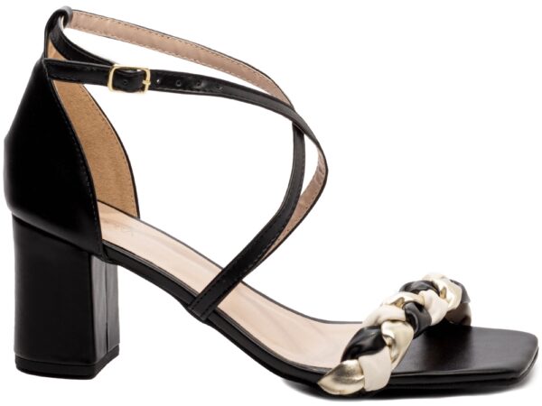 Sandalia Elegante Arrasadora Preto Dourado Branco Nude Bege Salto