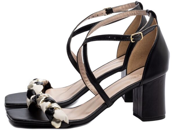 Sandalia Elegante Arrasadora Preto Dourado Branco Nude Bege Salto - Imagem 3