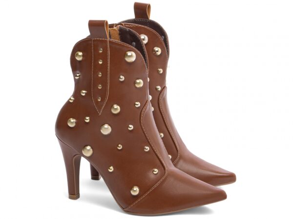 Bota Feminina Caramelo Elegante com Salto Conforto Estilosa - Imagem 5