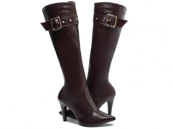 Bota Feminina Preta Elegante com Fivela  com Salto Conforto Estilosa - Imagem 3