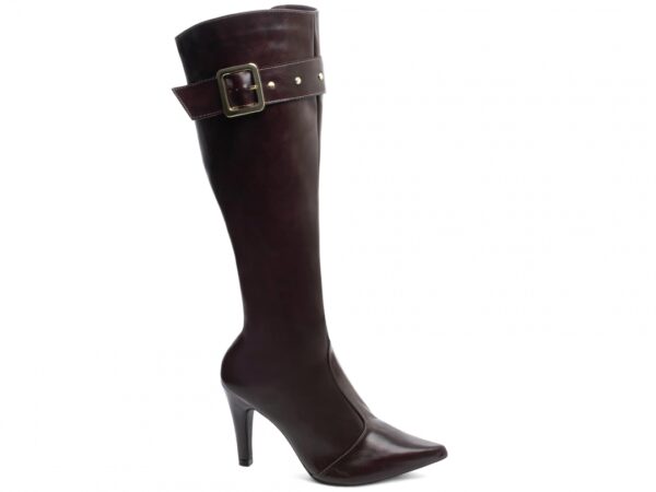 Bota Feminina Preta Elegante com Fivela  com Salto Conforto Estilosa