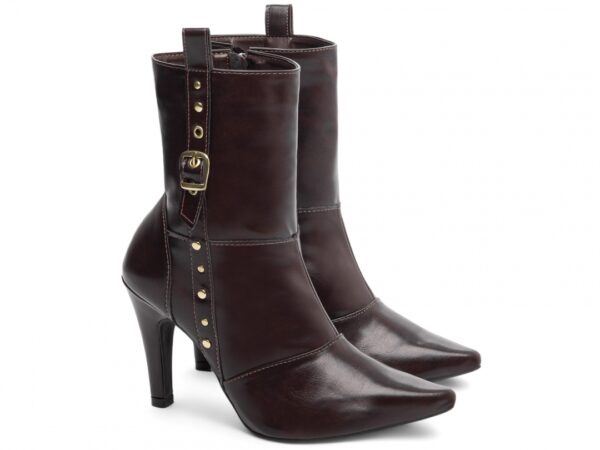 Bota Feminina Preta Elegante com Fivela  com Salto Conforto Estilosa - Imagem 5