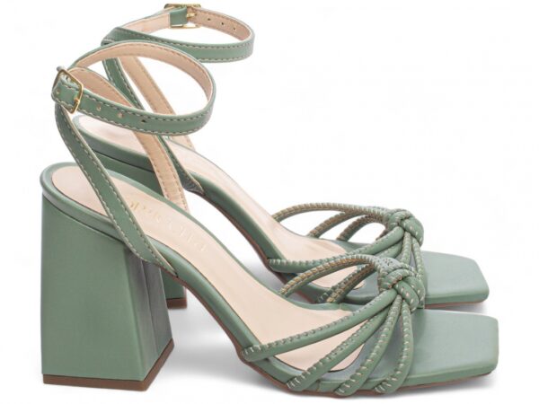 Sandália Feminina Salto Cor Verde Fivela de Ajuste - Imagem 4