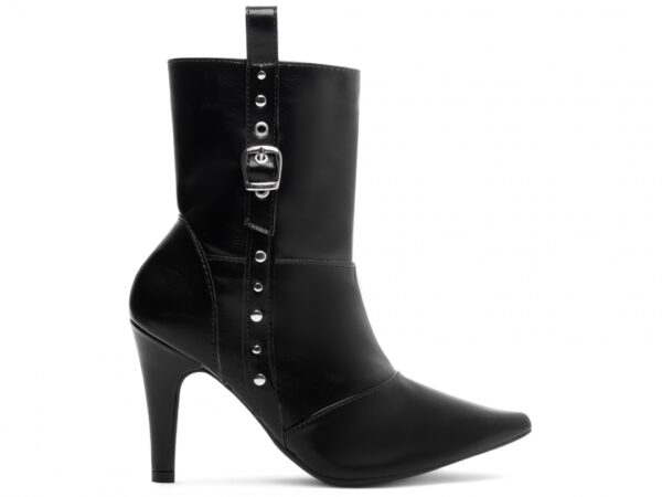 Bota Feminina Preta Elegante com Fivela  com Salto Conforto Estilosa - Imagem 4