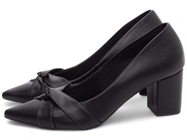 Sapato Scarpin Salto Alto Preto Tiras em NA3 Confortável Elegante