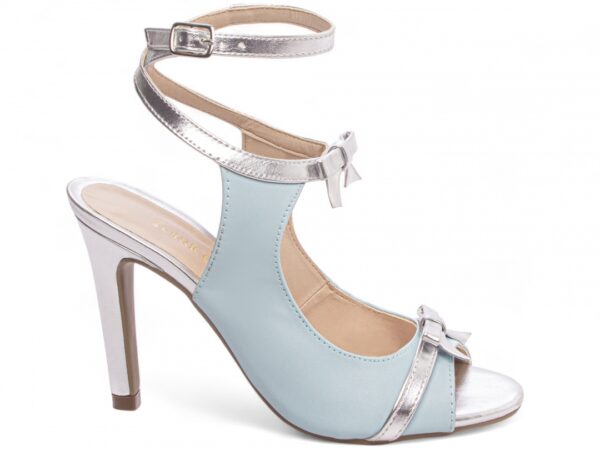 Sandália Feminina Salto Multicolorido Azul com Ajuste