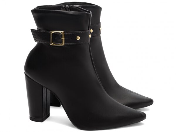 Bota Feminina Preta Elegante com Fivela  com Salto Conforto Estilosa - Imagem 4