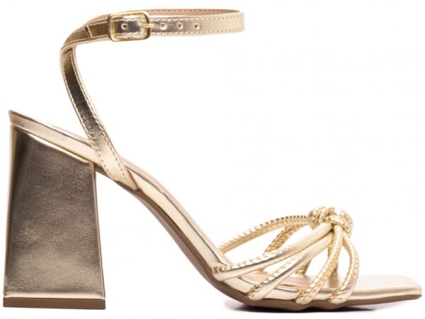 Sandália Feminina Salto Alto Cor Dourado Fivela de Ajuste - Imagem 5