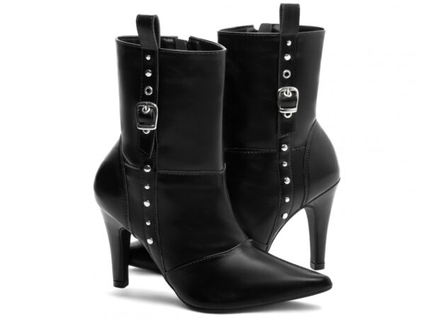 Bota Feminina Preta Elegante com Fivela  com Salto Conforto Estilosa - Imagem 3
