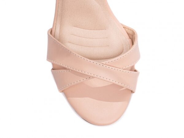 Sandália Feminina Salto Alto Cor Rose com Ajuste - Imagem 6