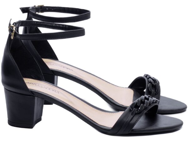 Sandalia Elegante Arrasadora Preto Dourado Bege Salto - Imagem 4