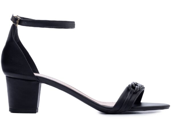 Sandalia Elegante Arrasadora Preto Dourado Bege Salto - Imagem 5