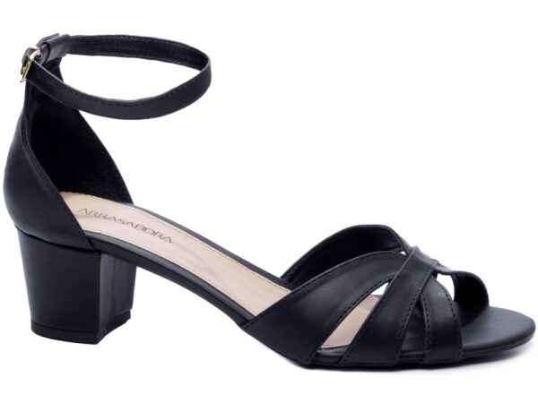 Sandalia Elegante Arrasadora Preto Dourado Bege Salto