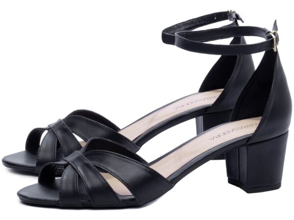 Sandalia Elegante Arrasadora Preto Dourado Bege Salto - Imagem 3