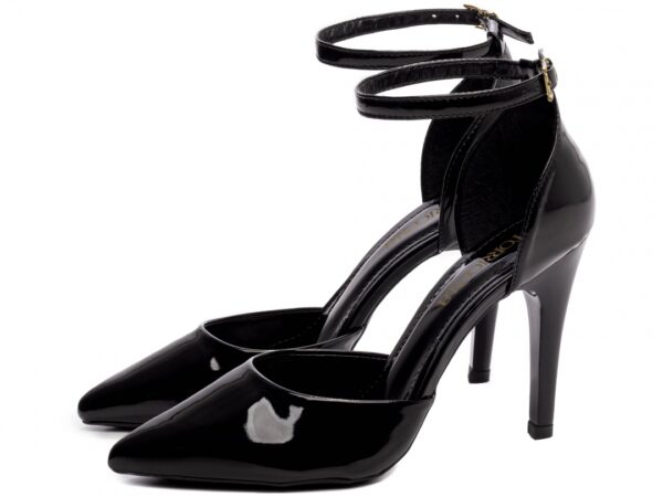 Sapato Scarpin Preto Verniz Detalhe Saia Salto - 9200-117A - Imagem 3