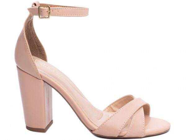 Sandália Feminina Salto Alto Cor Rose com Ajuste