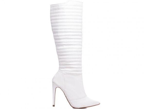Bota Feminina Branca Elegante com Salto Conforto Estilosa - Imagem 5