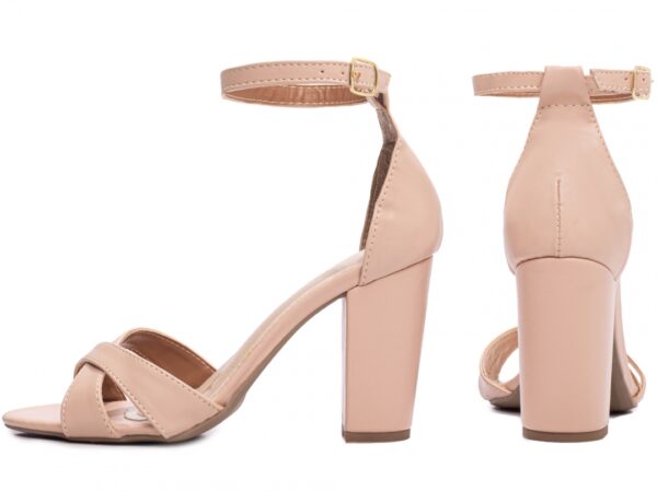 Sandália Feminina Salto Alto Cor Rose com Ajuste - Imagem 2