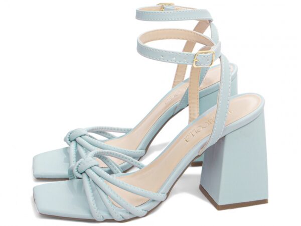 Sandália Feminina Salto Cor Azul Fivela de Ajuste - Imagem 3
