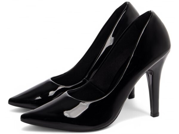 Sapato Scarpin Alto Elegante Verniz Arrasadora Preto Salto Fino - Imagem 3