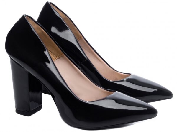 Sapato Scarpin Preto Verniz Salto Alto Elegante - 2025-00A - Imagem 4