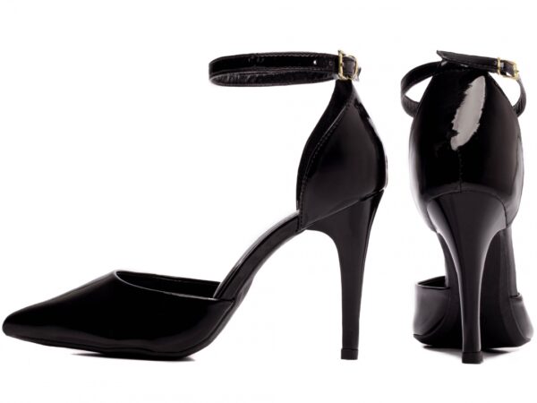 Sapato Scarpin Preto Verniz Detalhe Saia Salto - 9200-117A - Imagem 4