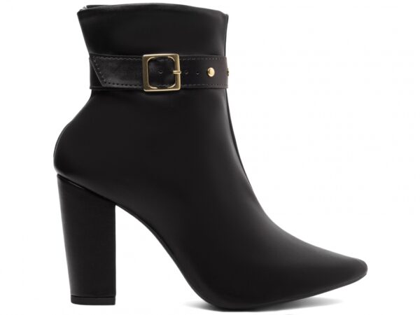 Bota Feminina Preta Elegante com Fivela  com Salto Conforto Estilosa - Imagem 5