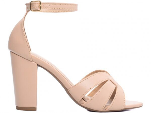 Sandália Feminina Salto Alto Cor Rose com Fivela de Ajuste - Imagem 5