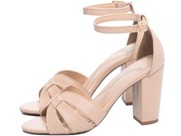 Sandália Feminina Salto Alto Cor Rose com Fivela de Ajuste - Imagem 3