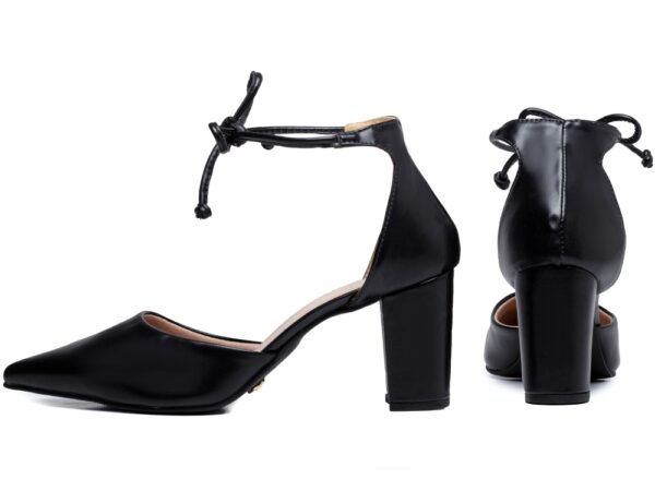 Sapato Scarpin Elegante Arrasadora Preto Bege Salto - Imagem 2