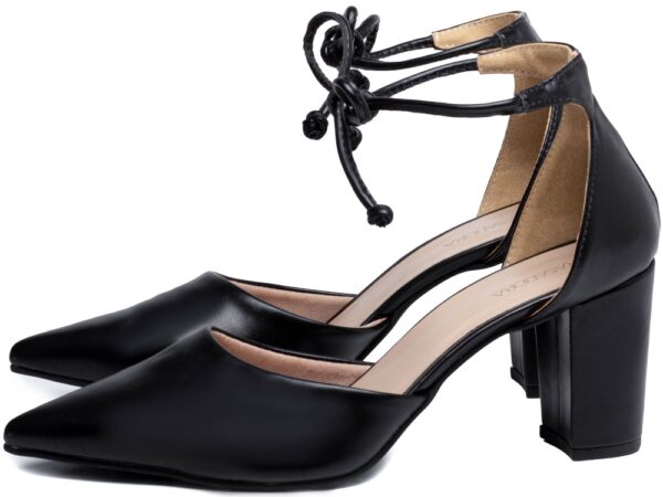 Sapato Scarpin Elegante Arrasadora Preto Bege Salto - Imagem 3