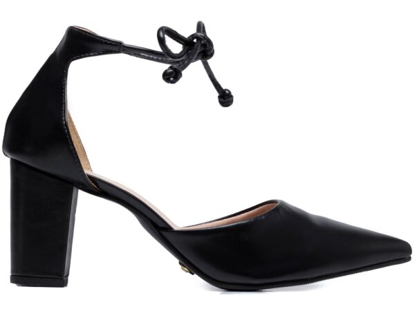 Sapato Scarpin Elegante Arrasadora Preto Bege Salto - Imagem 5